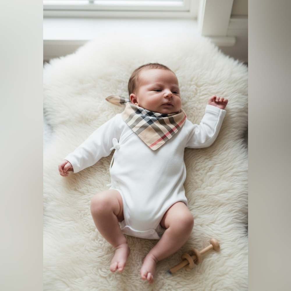 NWT- Burberry Bodysuit & Check Bandana Bib Set - Picture 2 of 15